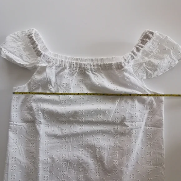J. Crew White Cotton Eyelet Cap Shoulder Strap Detail Mini Dress - Picture 6 of 6